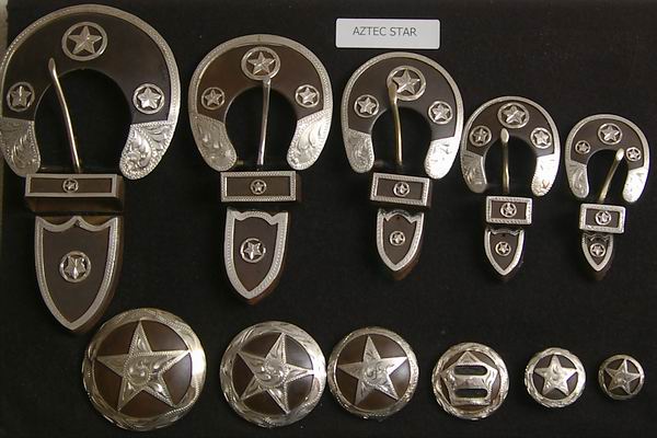 Aztec Star Rusted Steel Conchos and Buckles