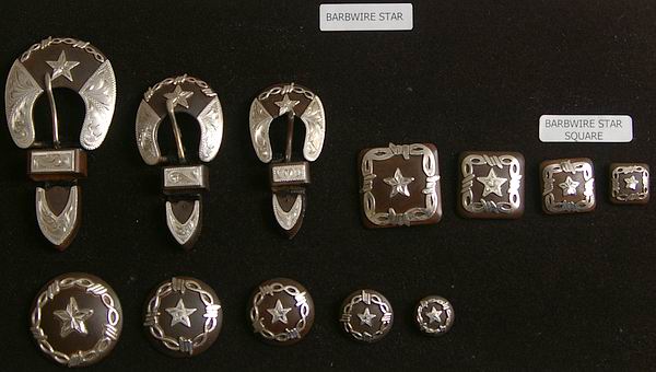 Barbwire Star Rusted Steel Conchos and Buckles