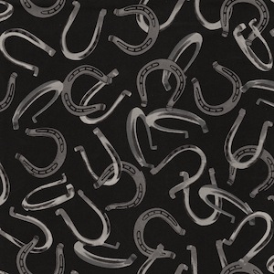 Austin Accents Horseshoes on Black 100% Silk Scarf