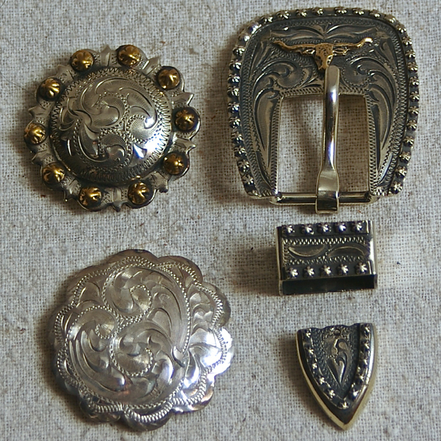 Silver Conchos and Buckles Antiqued or Plain