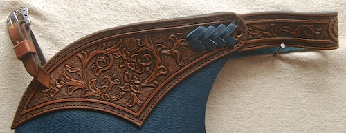 Custom Blue Chinks Floral Tooled