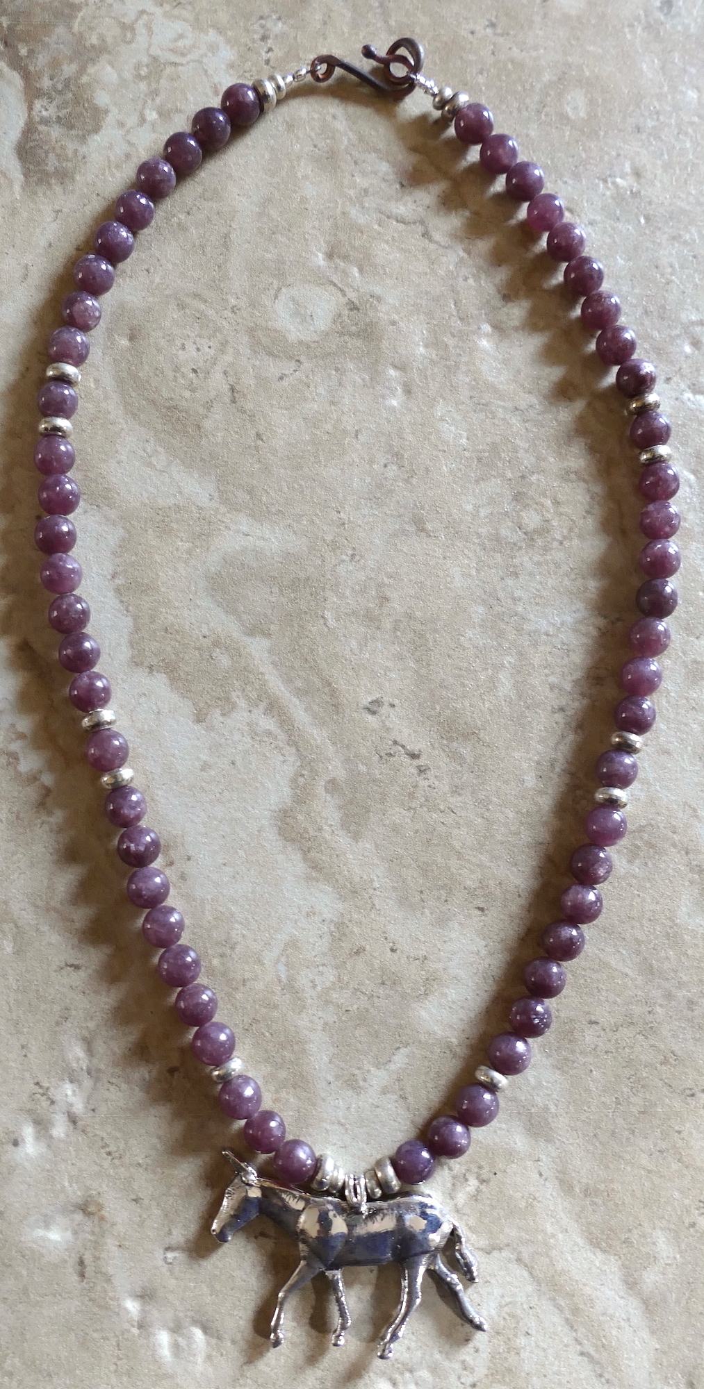 Mule Pendant w/Lepidolite Stones